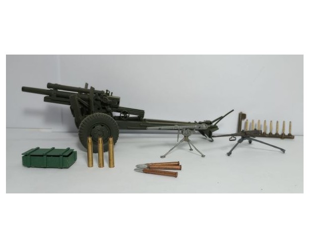 DIORAMA U.S ARMY: Obus Howitzer 105mm  + Cal. 0,50 + M18 + 7 figuras