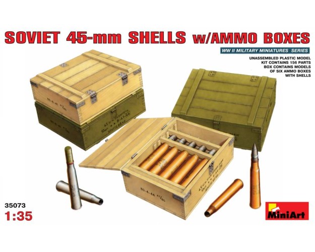 " Soviet 45mm  Shells w/ Ammo Boxes"
