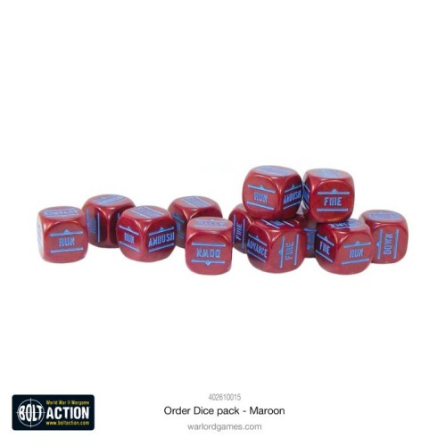 BOLT ACTION ORDERS DICE - MAROON