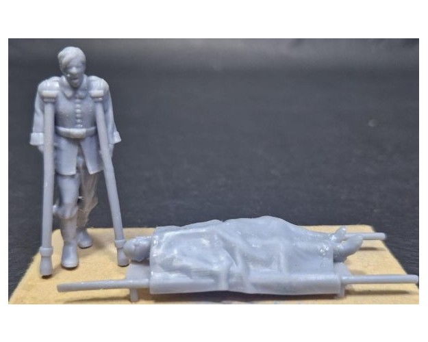 WWI Alemanes - En camilla y en muletas (2 figuras)