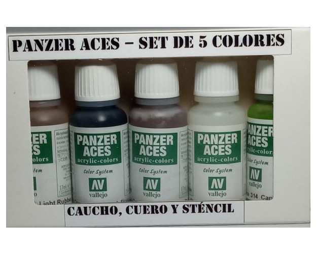 PANZER ACES - SET 5 COLORES - CAUCHO, CUERO Y STÉNCIL