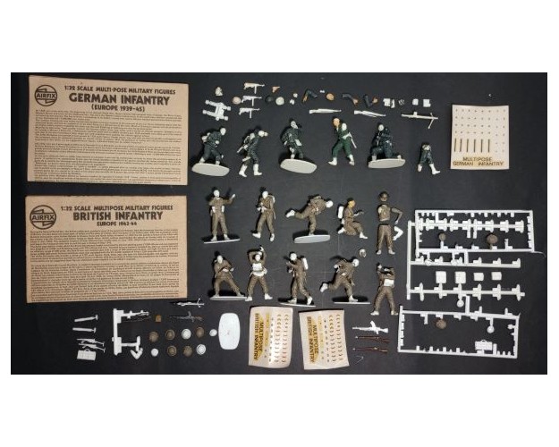 LOTE 1/32 AIRFIX: 10 SOLDADOS BRITÁNICOS + 5 SOLDADOS ALEMANES (SEMIARMADOS)