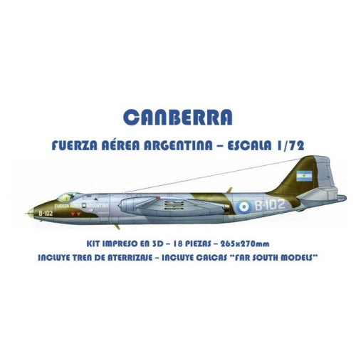 CANBERRA FUERZA AÉREA ARGENTINA 1/72 3D C/CALCAS