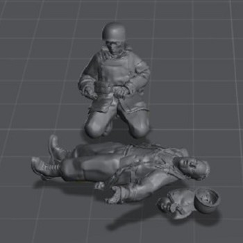 Paracaidista alemán médico con herido  (2 figuras)