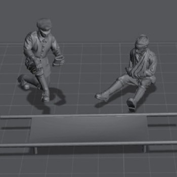 WWI Médico y herido + camilla (2 figuras)
